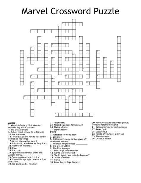 marvel crossword clue